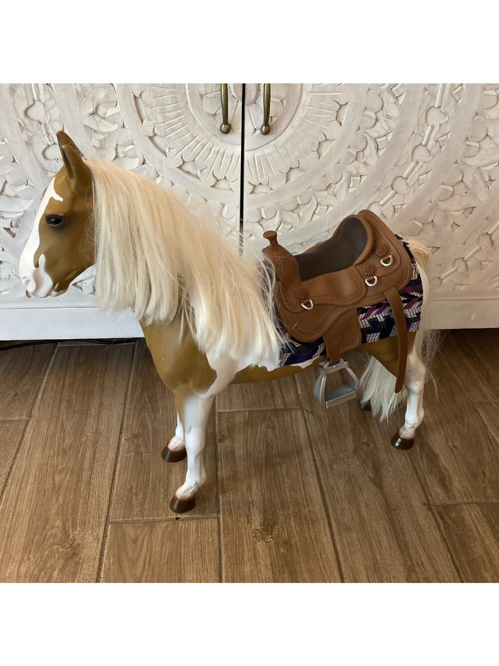 Vintage Our Generation ~ Lg 20" Brown Horse w/Bridle Saddle & Pad Fits 18" Dolls